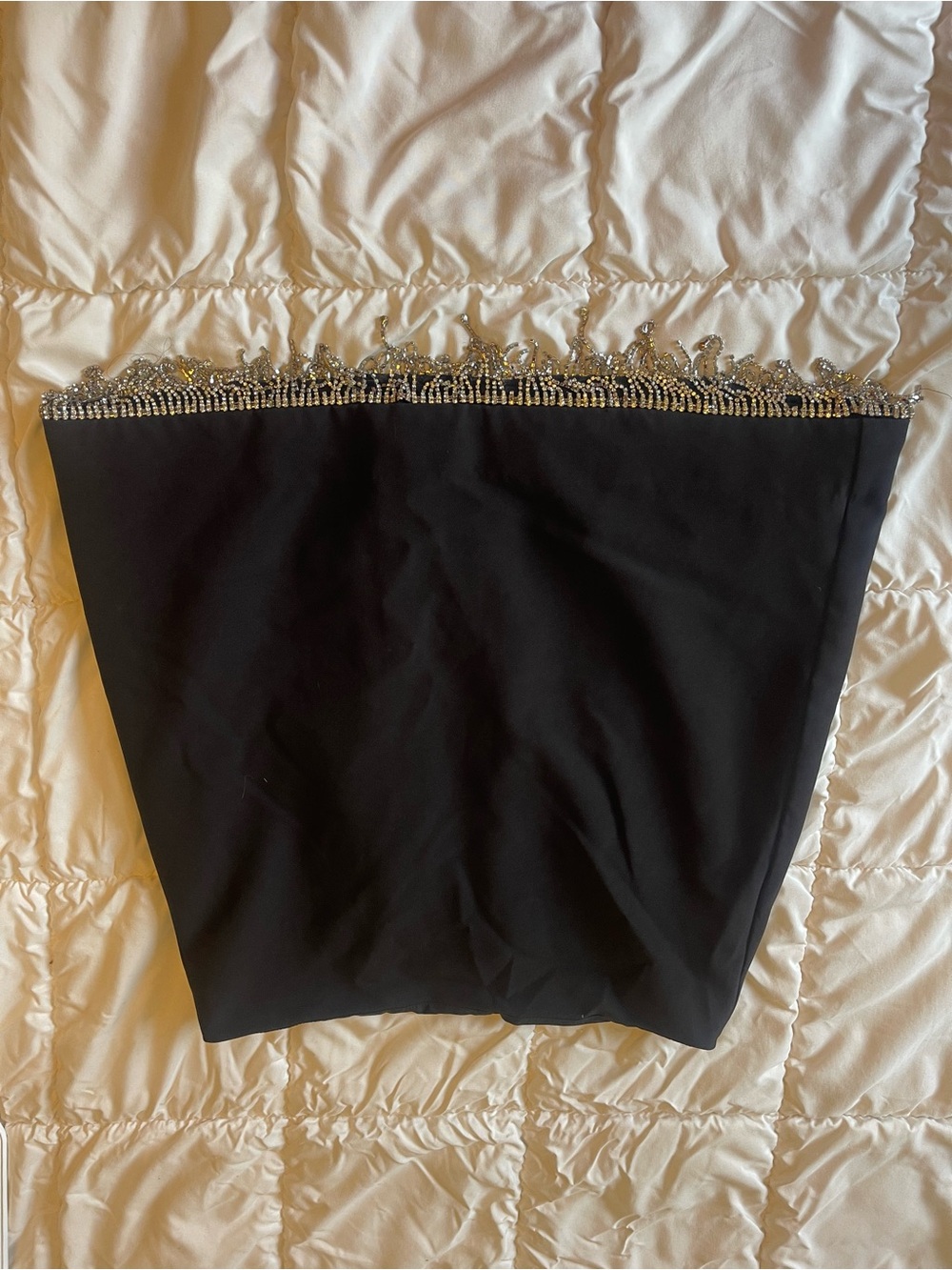 Black Mini Skirt with Rhinestone Trim